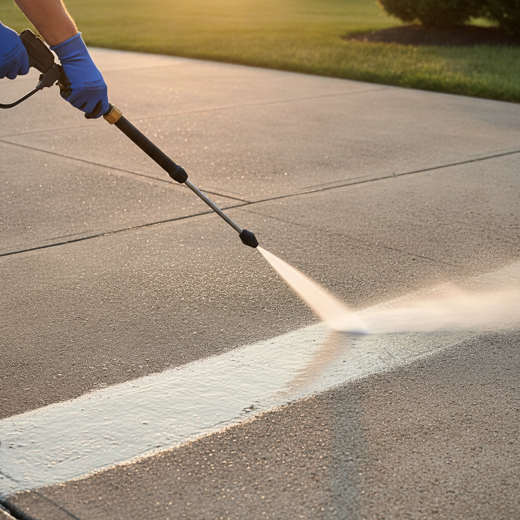 Driveway Pressure Washing no peoples faces just hand