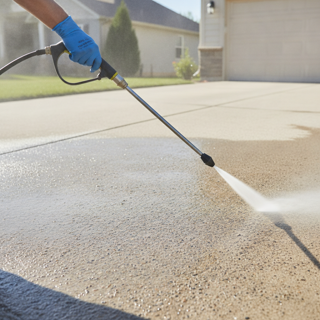 Driveway Pressure Washing no peoples faces just hand